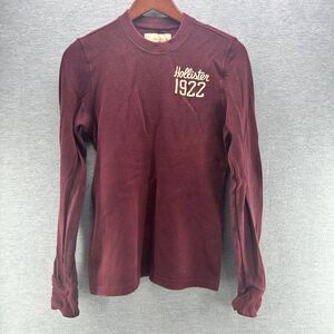 HOLLISTER - Men's Crew Neck Long Sleeve Red Pullover Thermal Shirt Size Small